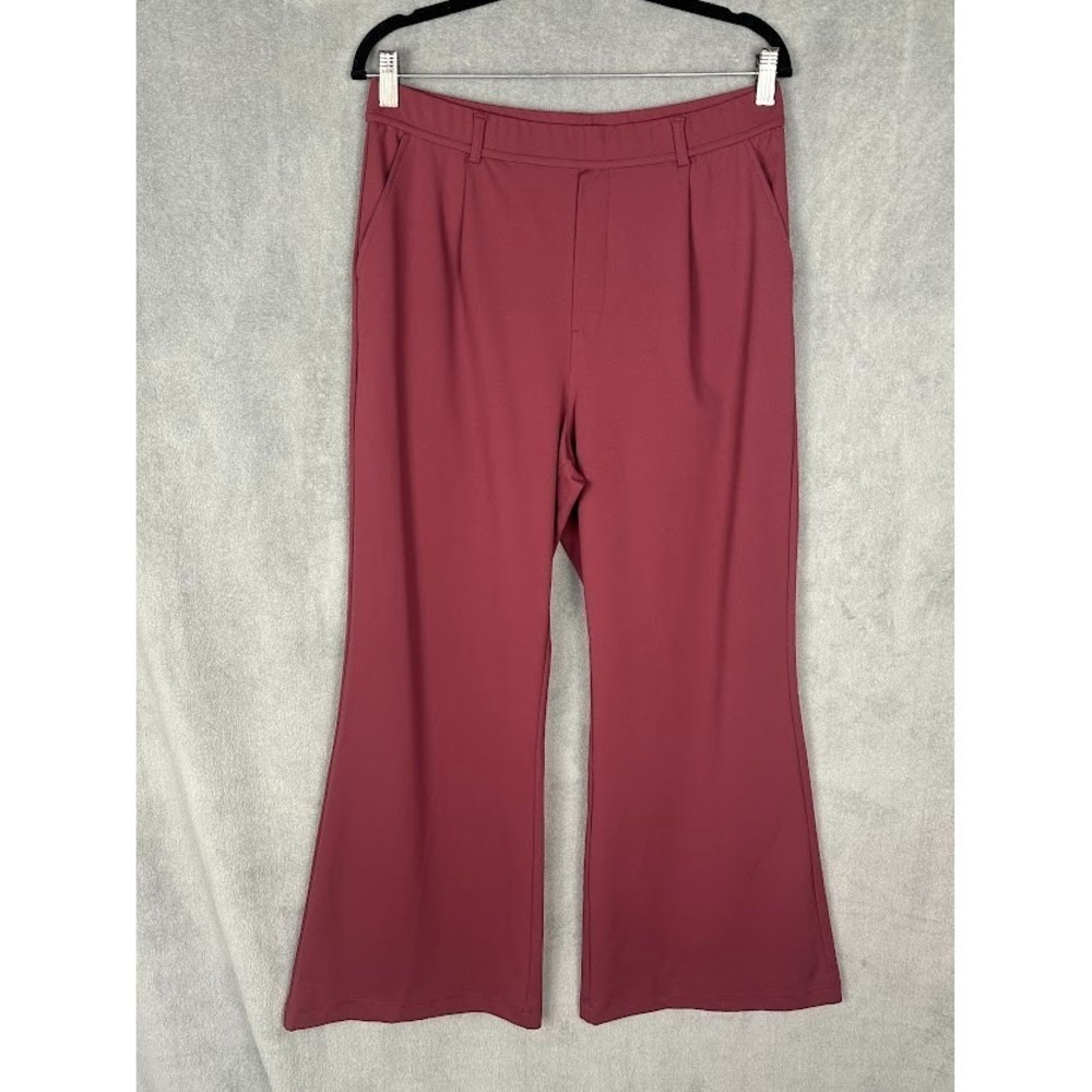 Halara Pants Women Large Burgundy Flex DayStretch High Waisted Pocket Work Flare - Picture 1 of 12